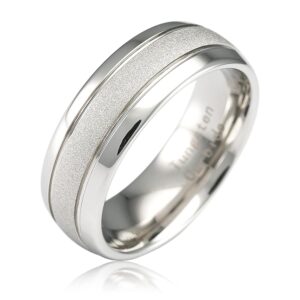 100S Jewellery White Gold Tungsten Wedding ceremony Bands for Males and Ladies – Sandblasted End with Dome Edge, Out there in Sizes 6-16