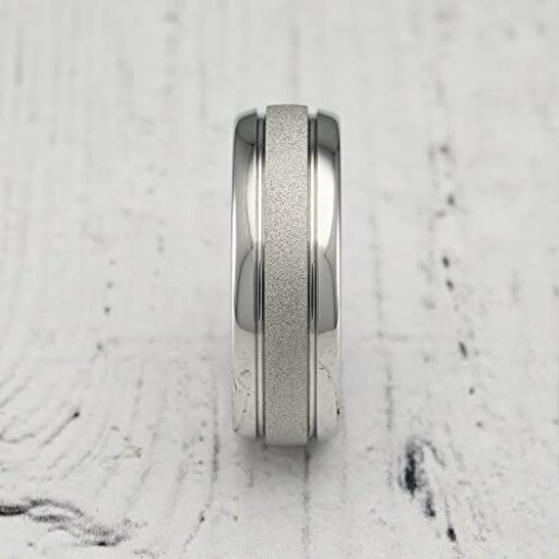 100S Jewellery White Gold Tungsten Wedding ceremony Bands for Males and Ladies - Sandblasted End with Dome Edge, Out there in Sizes 6-16