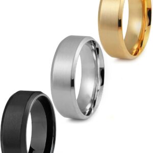 Jstyle Males’s Stainless Metal Marriage ceremony Rings – Set of three Cool and Easy 8MM Bands