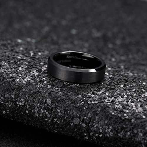 King Will Tungsten Males's Marriage ceremony Band - Sizes 6mm to 10mm, Black/Silver, Matte End, Beveled Polished Edge, Consolation Match