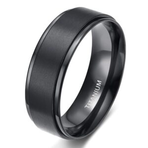 TIGRADE Matte Black Titanium Wedding ceremony Bands for Males and Girls – Accessible in Sizes 3-15, in 4mm, 6mm, 8mm, and 10mm Widths with Consolation Match